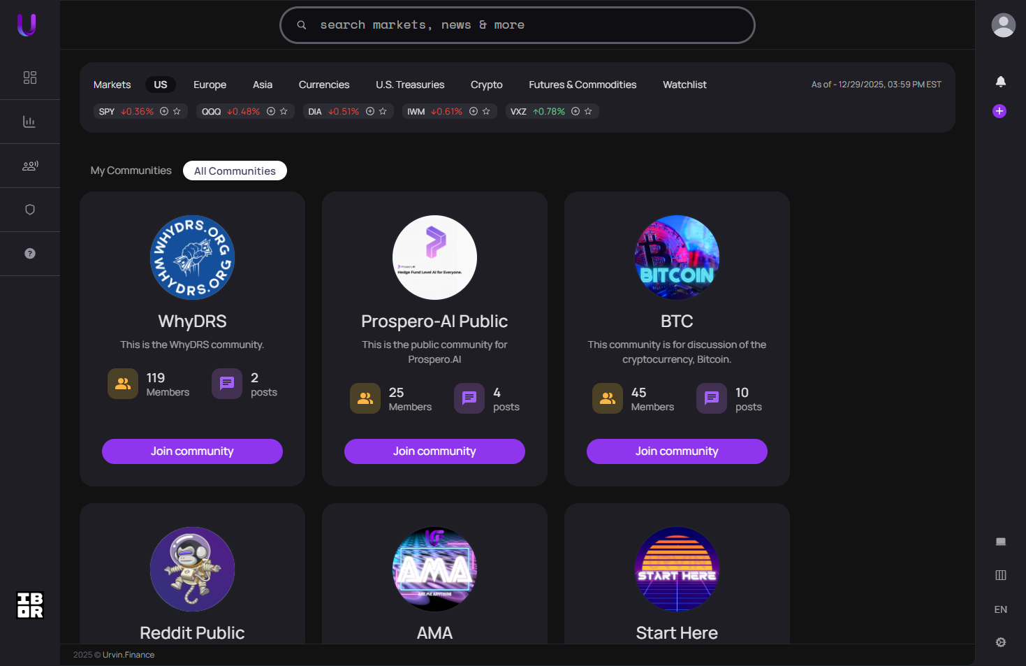 Urvin Finance Homepage