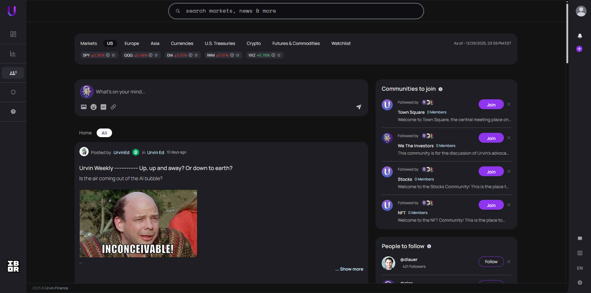 Urvin Finance Community Feed